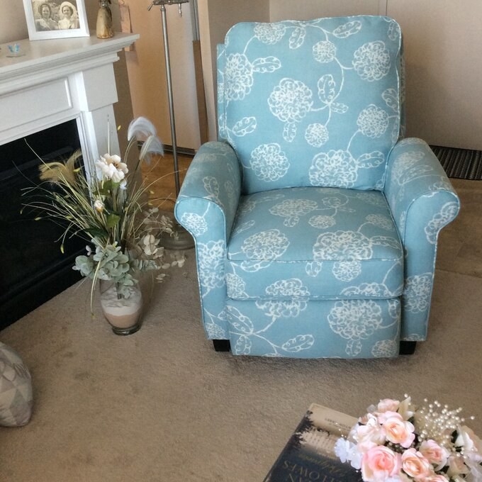 A blue chair in a reviewer&#x27;s home