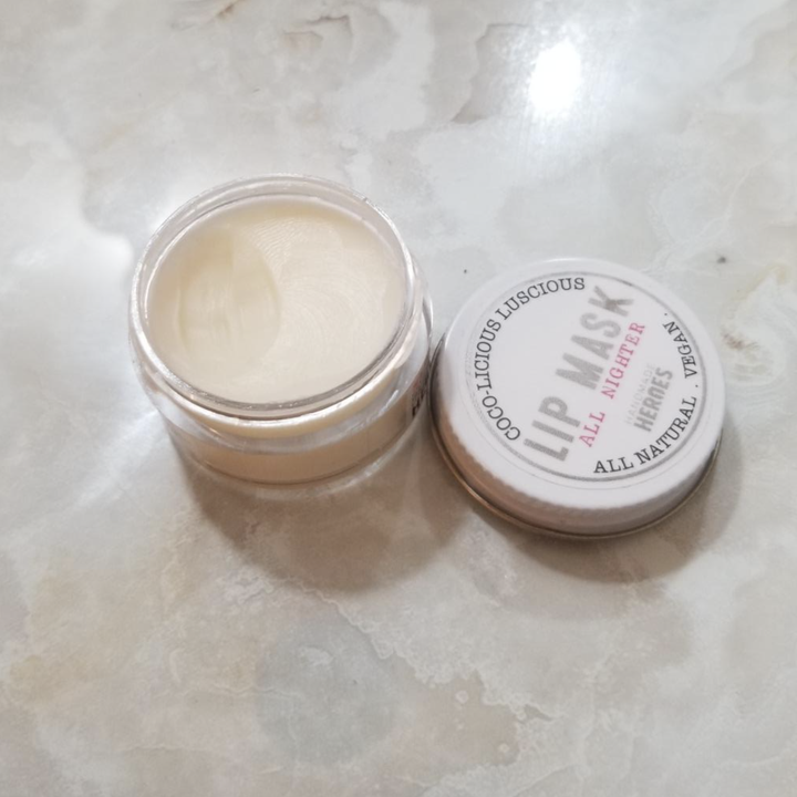 A customer review photo of the lip mask jar, open on their counter
