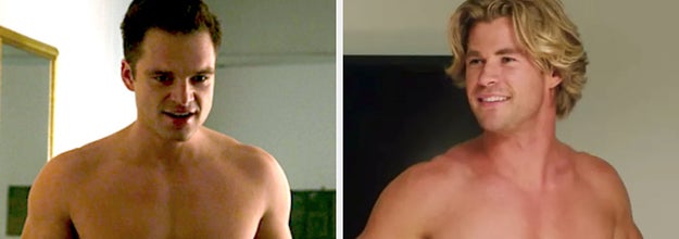 Shirtless stills of sebastian stan and chris hemsworth