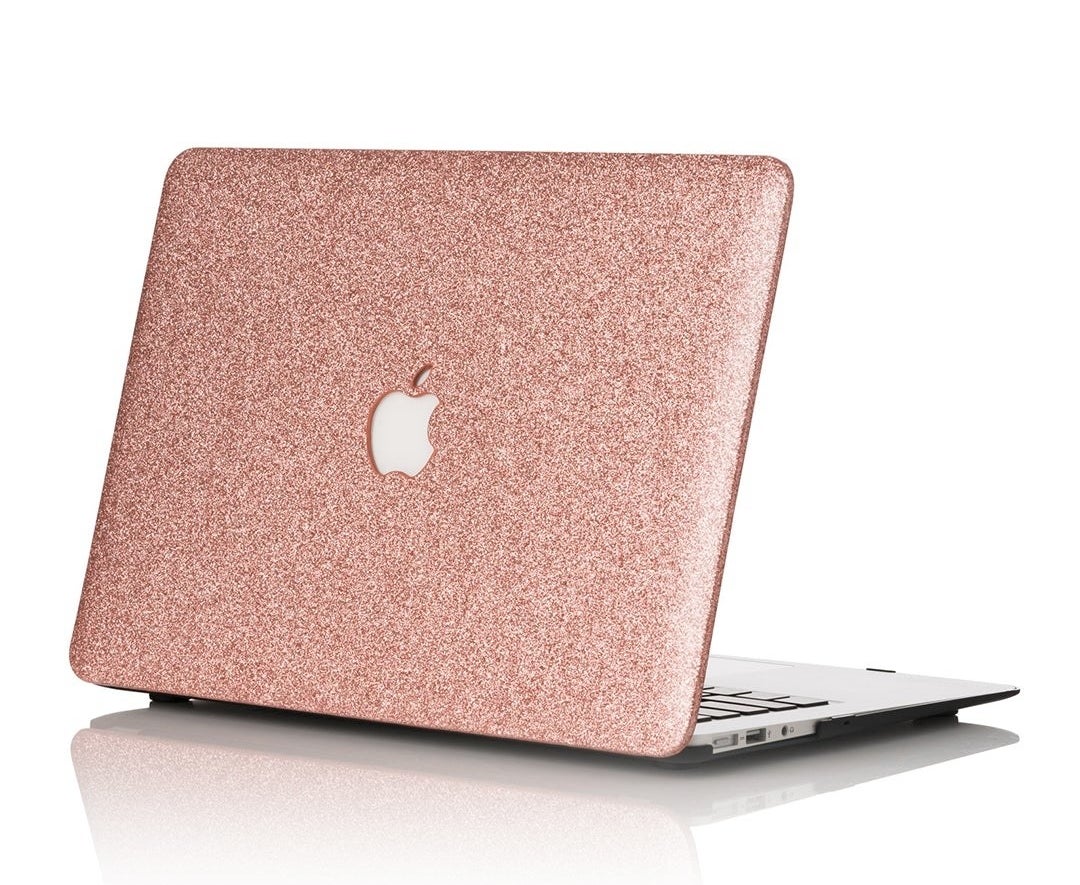 the rose gold glitter case on a MacBook