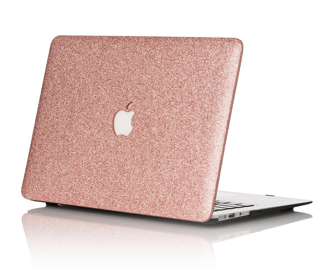 the rose gold glitter case on a MacBook