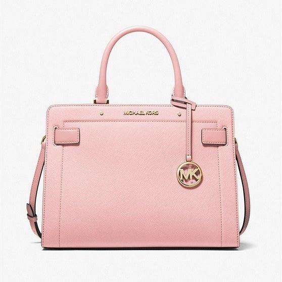 A pink leather satchel