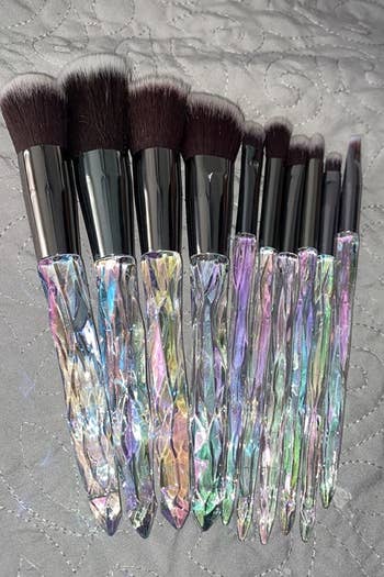 a reviewer photo of the makeup brushes