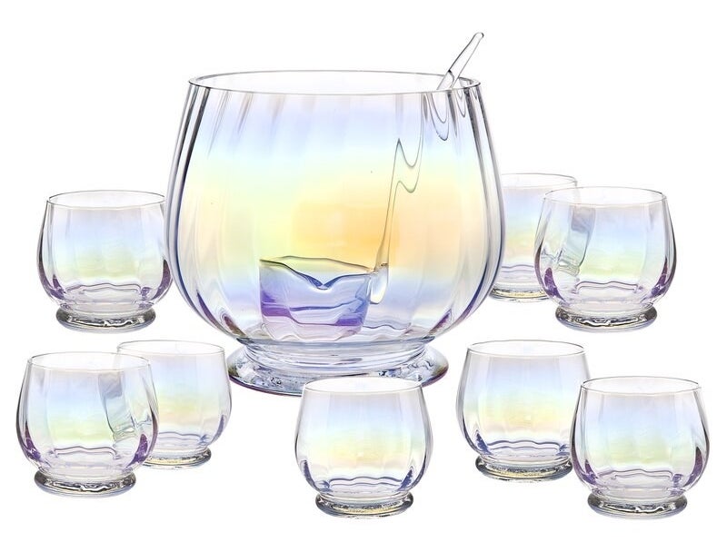 the iridescent punch bowl set