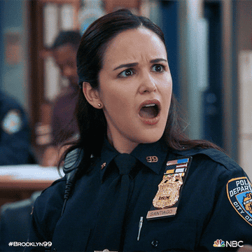 Amy looking shocked on Brooklyn 99