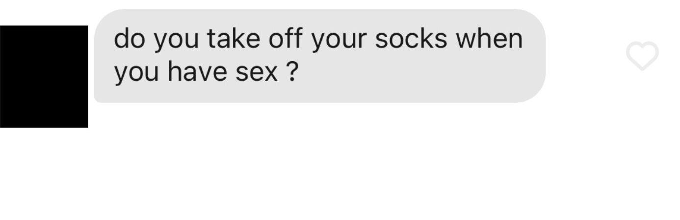 messaging asking if you take off your socks for sex