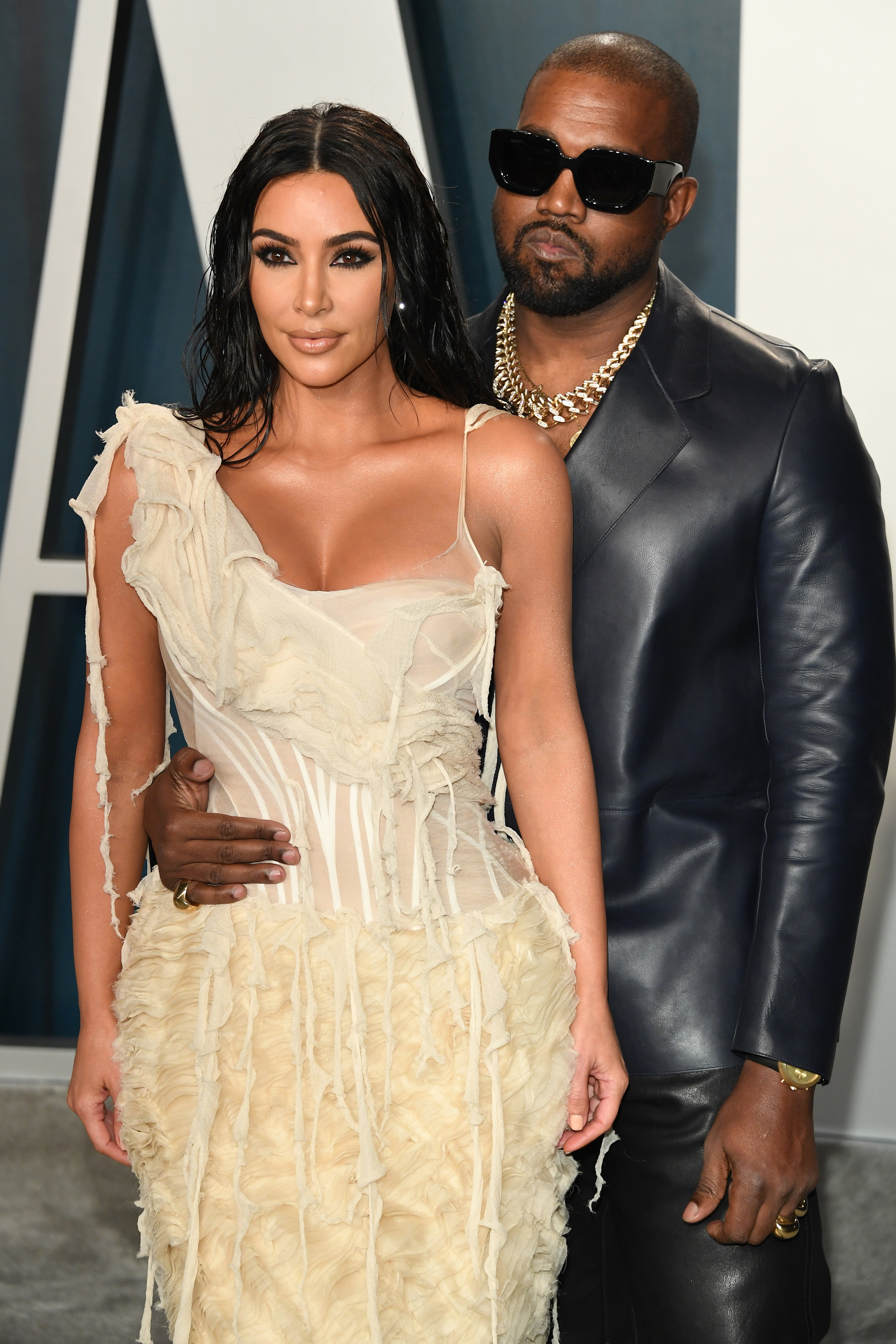 Kim Kardashian and Kanye West attend the 2020 Vanity Fair Oscar party on February 09, 2020