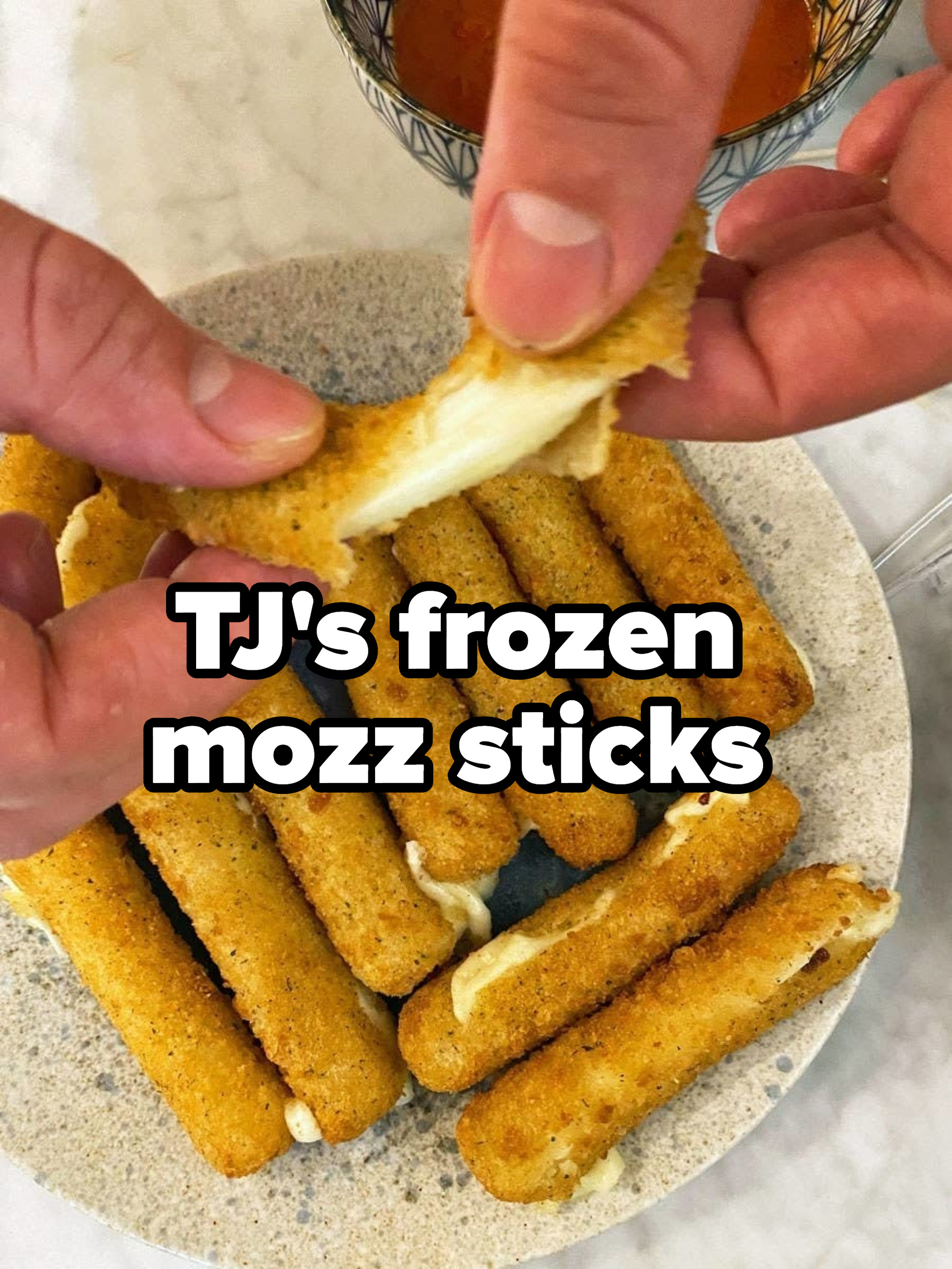 Mozzarella sticks made in the air fryer.