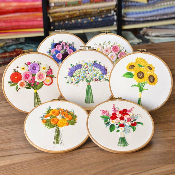 Seven bouquet embroideries