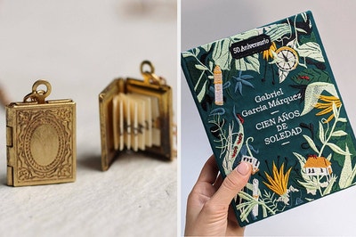 A book locket / a purse that looks like 100 years of solitude