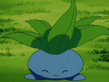 Oddish bouncing from foot to foot happily