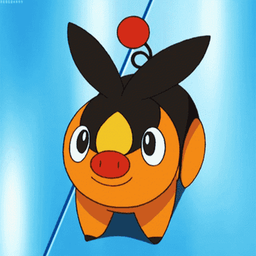 Tepig wagging its tail while smiling
