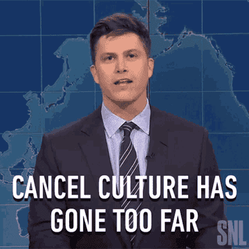 A TV show host mouthing, &quot;Cancel culture has gone too far&quot; on SNL