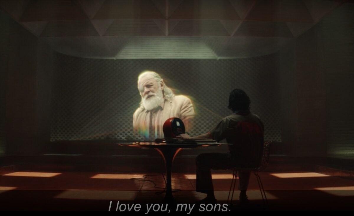 Loki watches a screen where Odin says, &quot;I love you, my sons&quot;