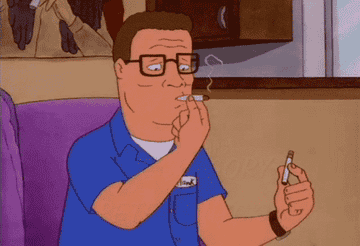 Hank Hill smoking a joint