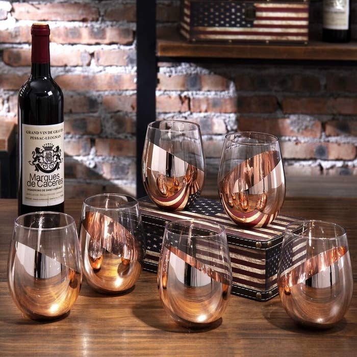 copper wine glass set