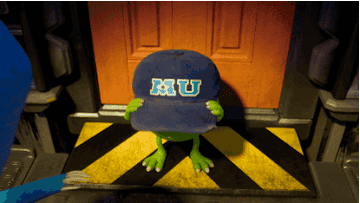 Little Mike with a Monsters University cap on.