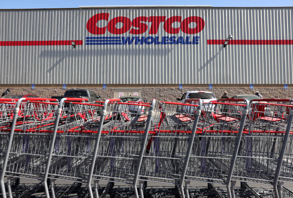 Carts lined up outside a Costco.