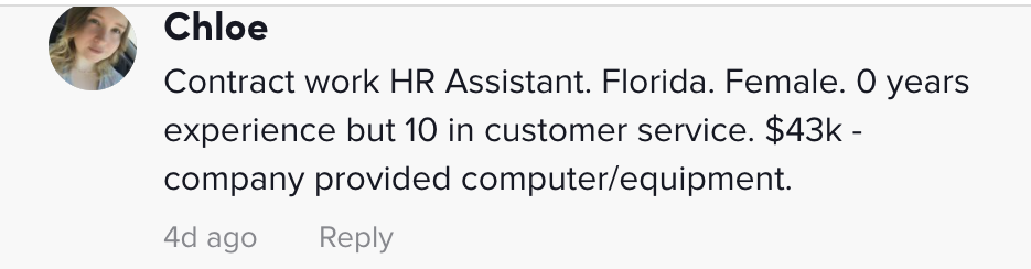 HR assistant $43,000
