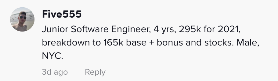 Junior software engineer $295,000