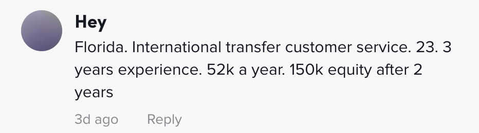 International transfer customer service $52,000