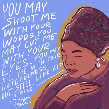 A Maya Angelou cartoon with quote
