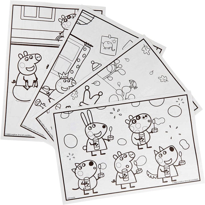 a few pages from a peppa pig coloring book