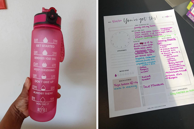 water bottle and planner page