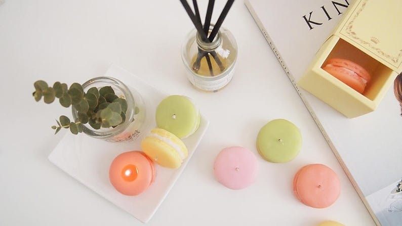 Assorted macaron candles