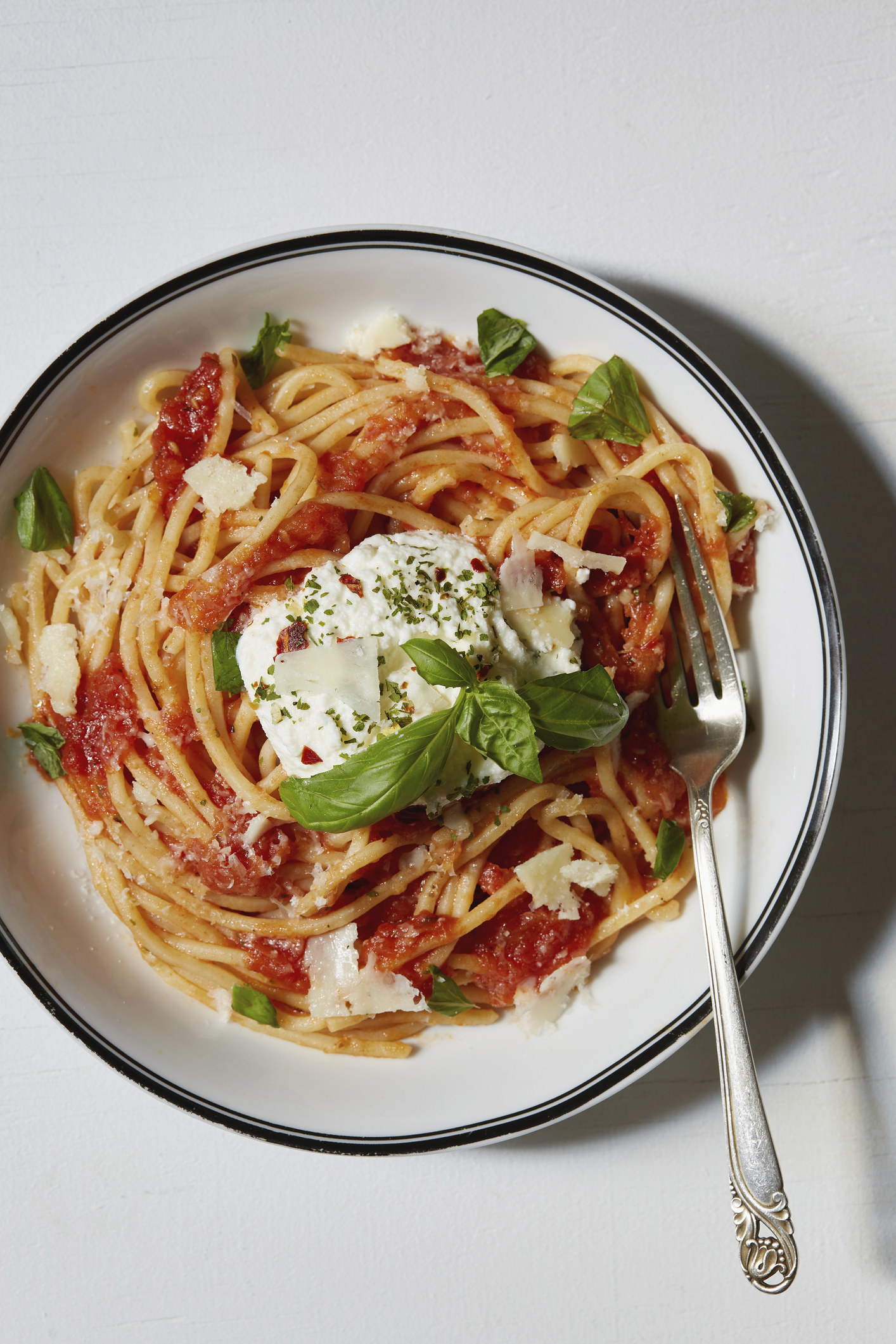 Pasta with fresh basil