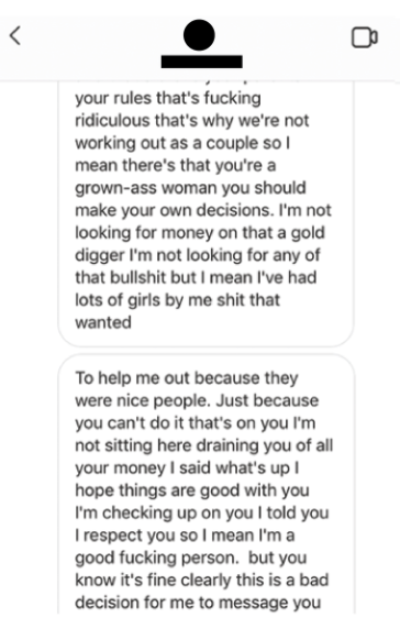 Message screenshot from person claiming they&#x27;re a good person because they asked how the other person was before they asked them for money