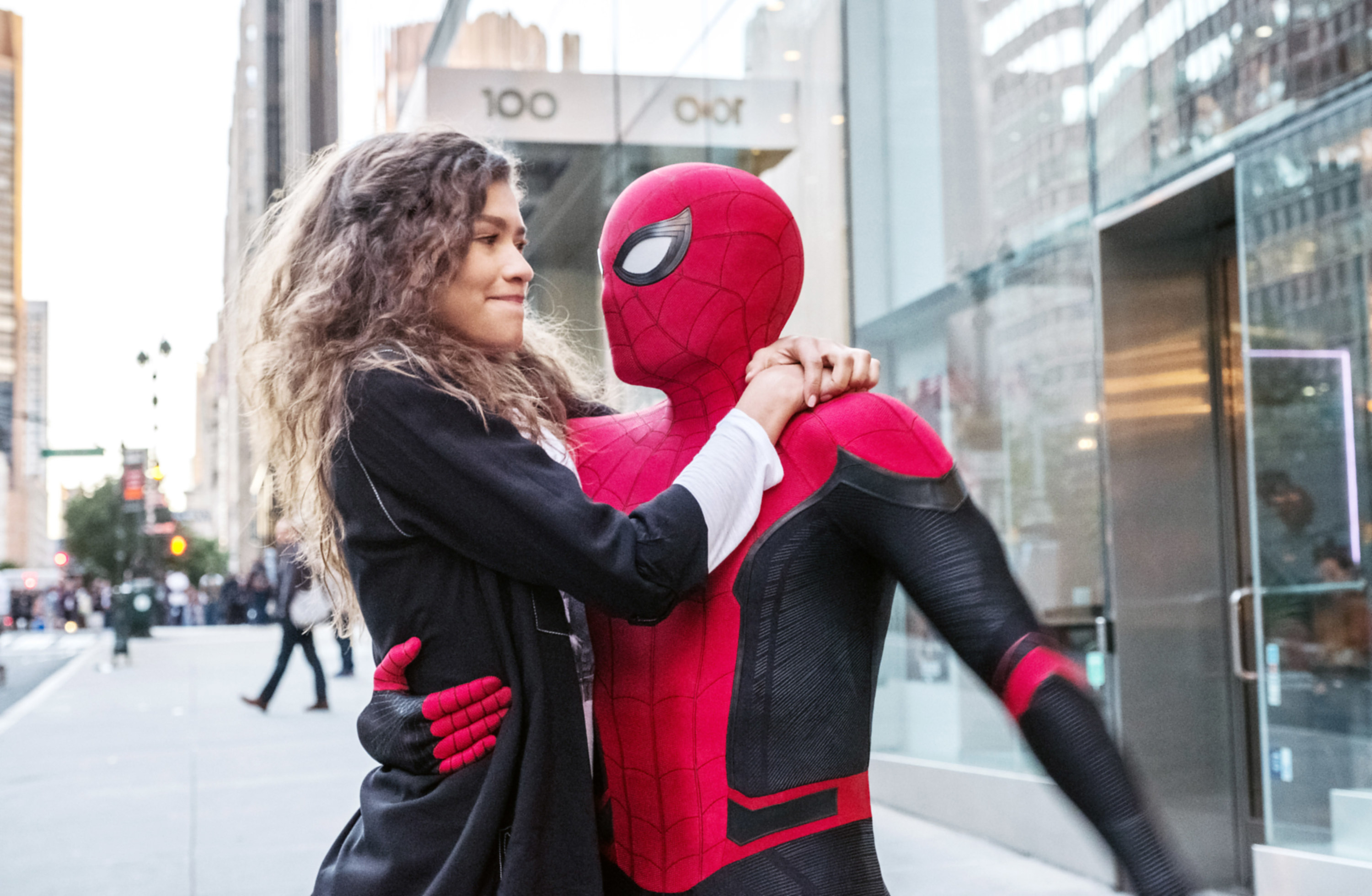 Spider-Man and MJ holding each other