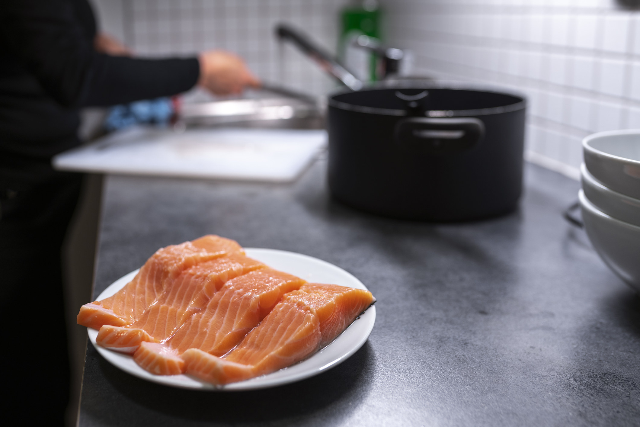 Fresh salmon for cooking