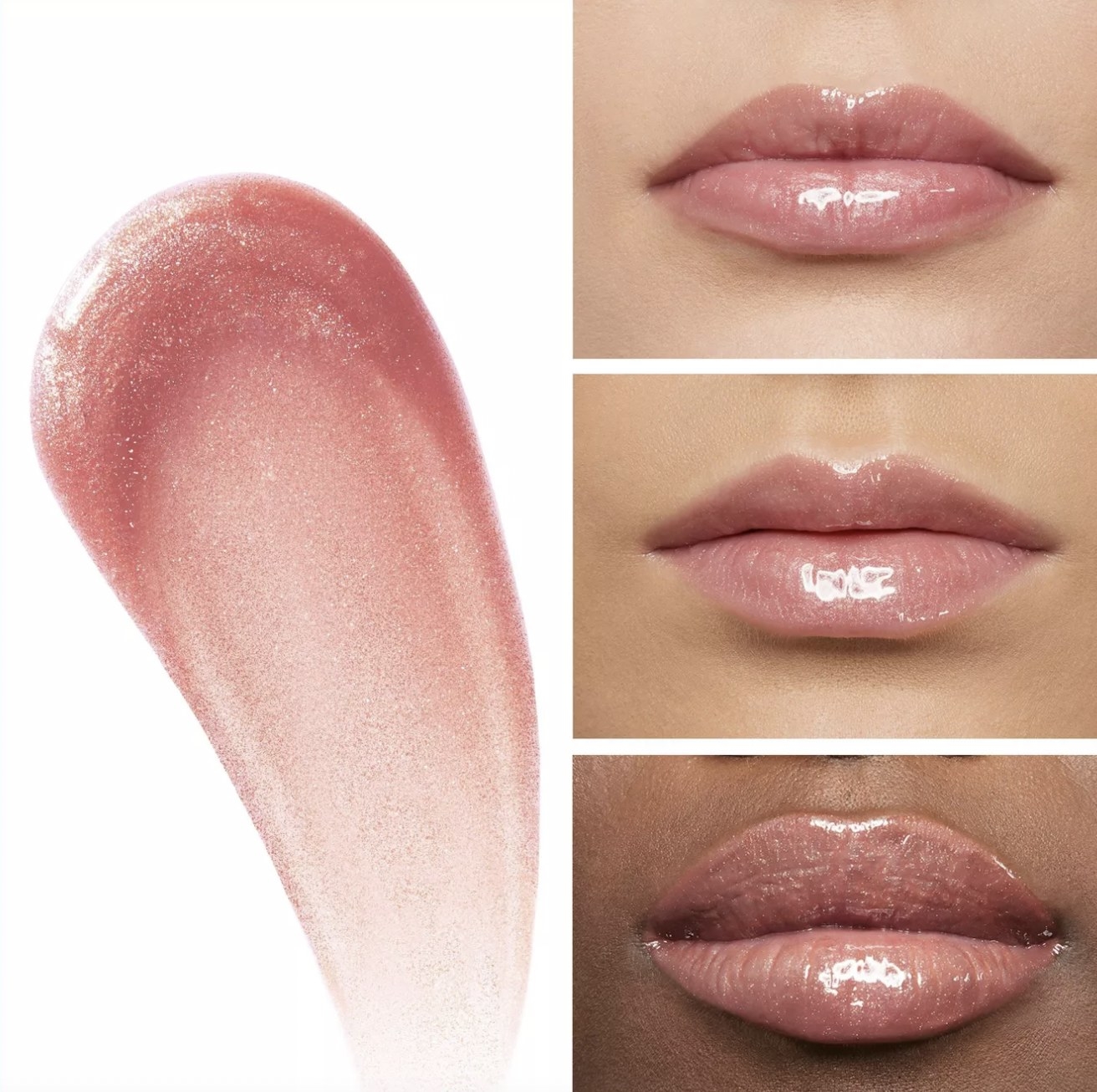 A photo of lip plumper on three people with different complexions