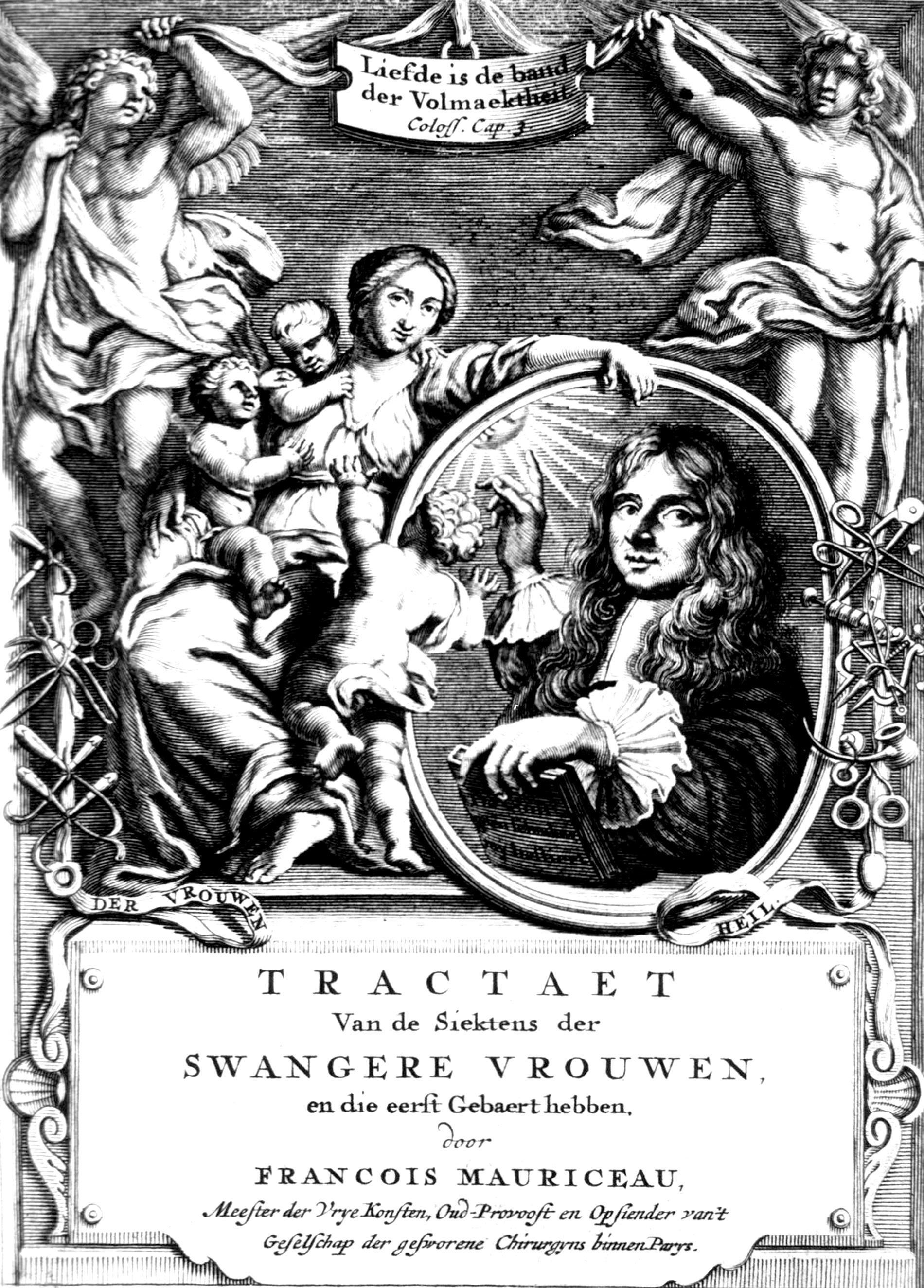 German cover of Francois Mauriceau&#x27;s 1668 book, Traite des Maladies des Femmes Grosses et Accouchees