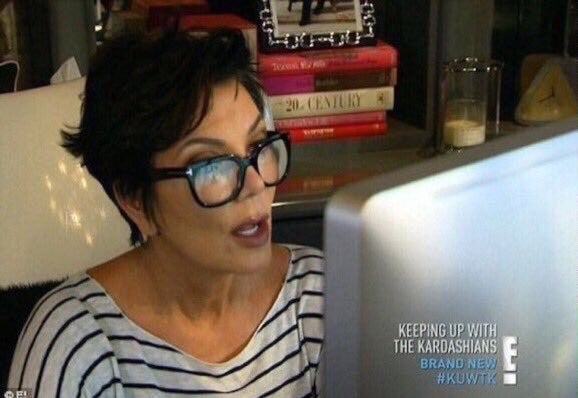 Kris Jenner looking at her desktop
