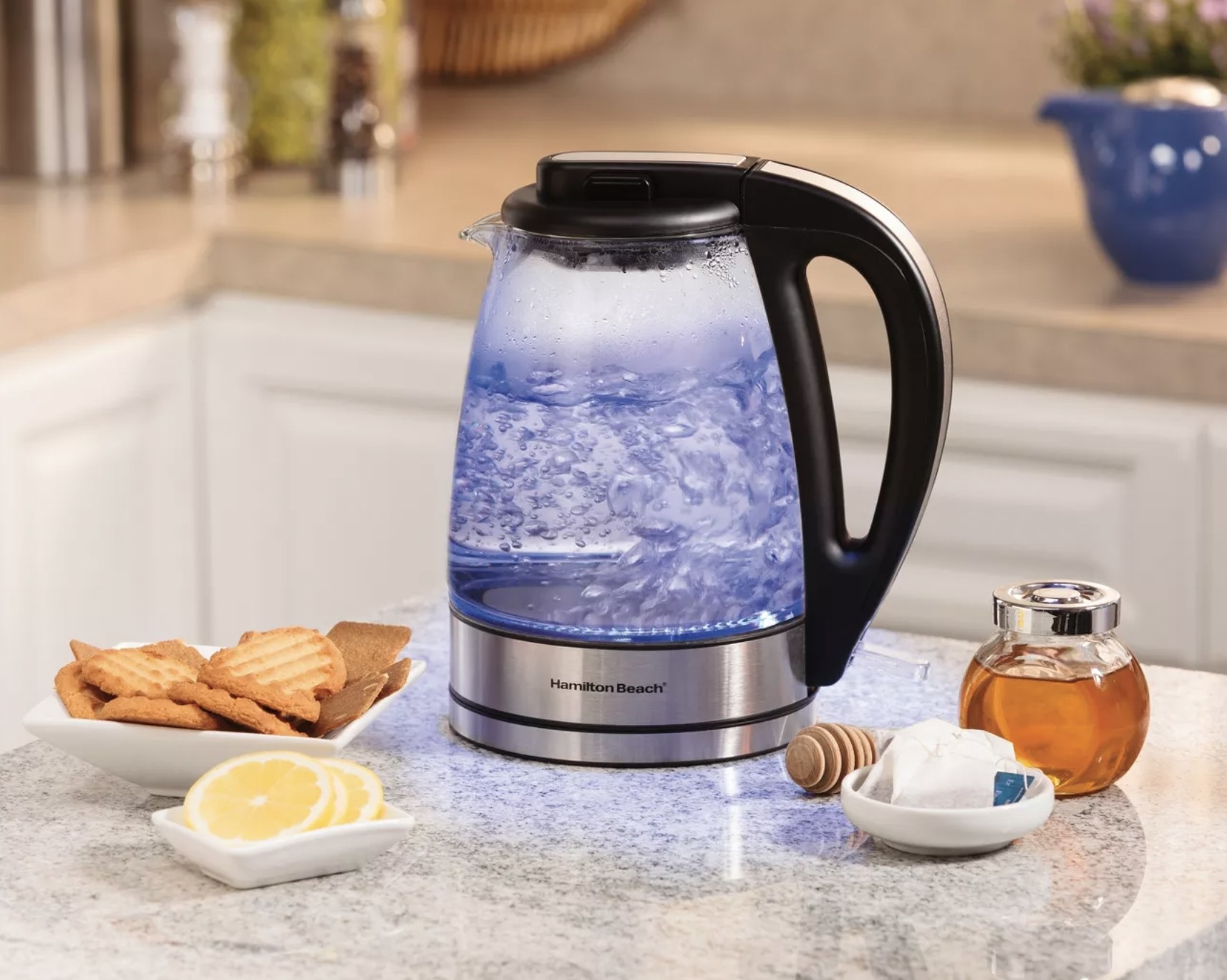 The clear electric tea kettle