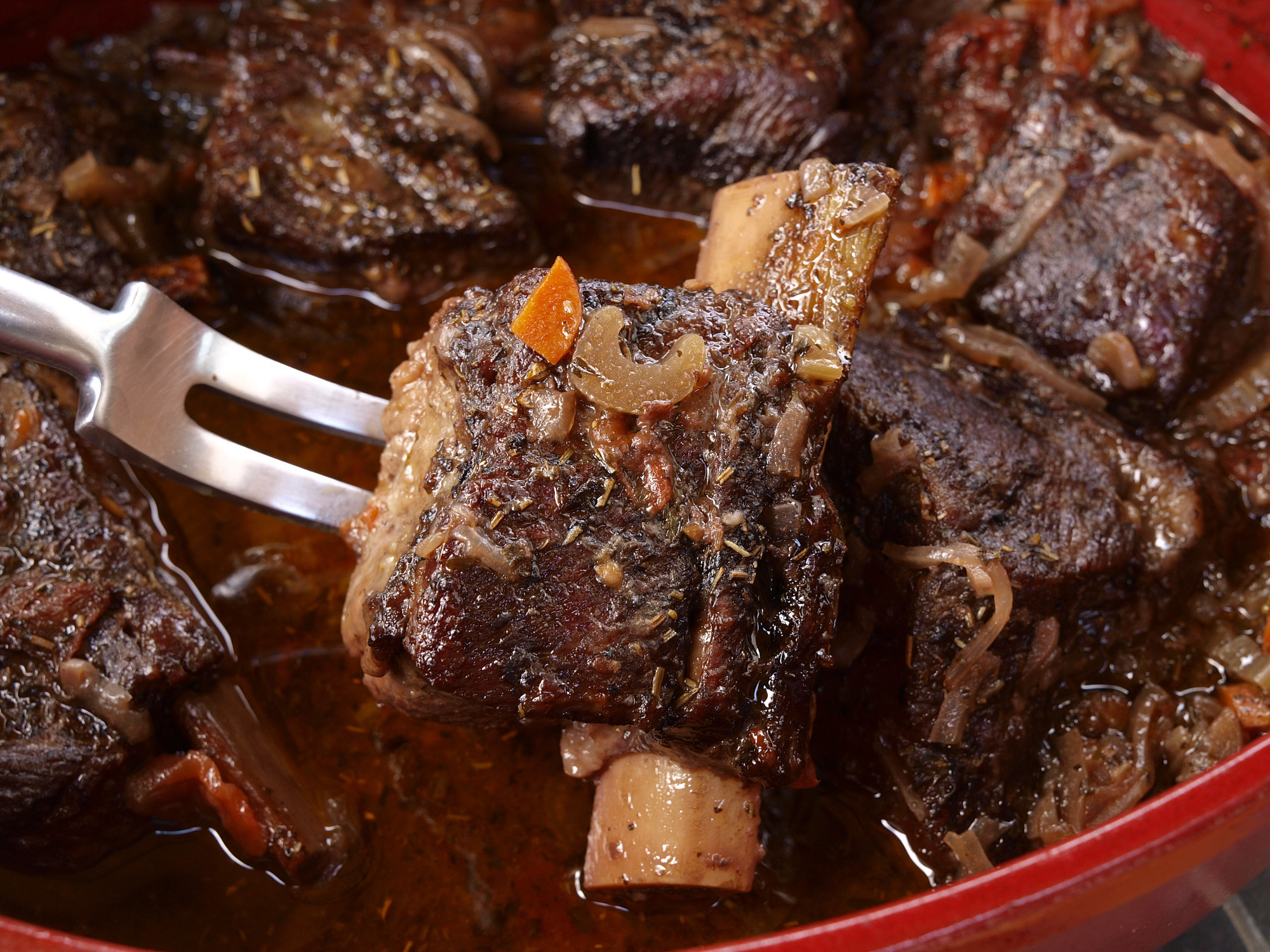 Tender short ribs braised in red wine