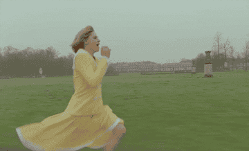 Princess Diana running across the grounds