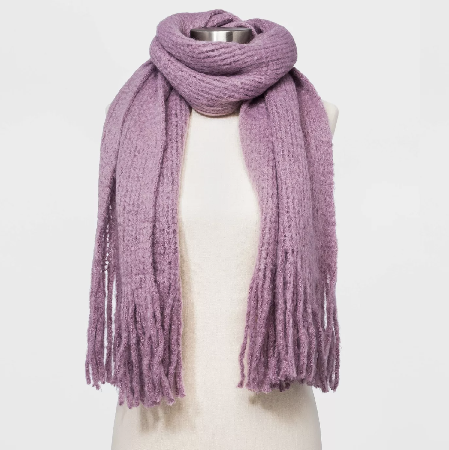 Mannequin wearing the purple scarf