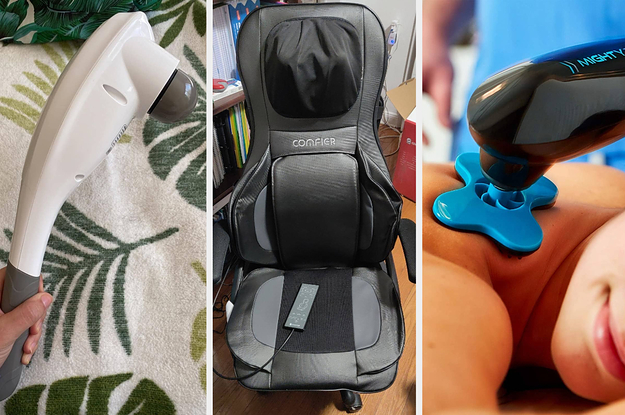 Three images of back massagers
