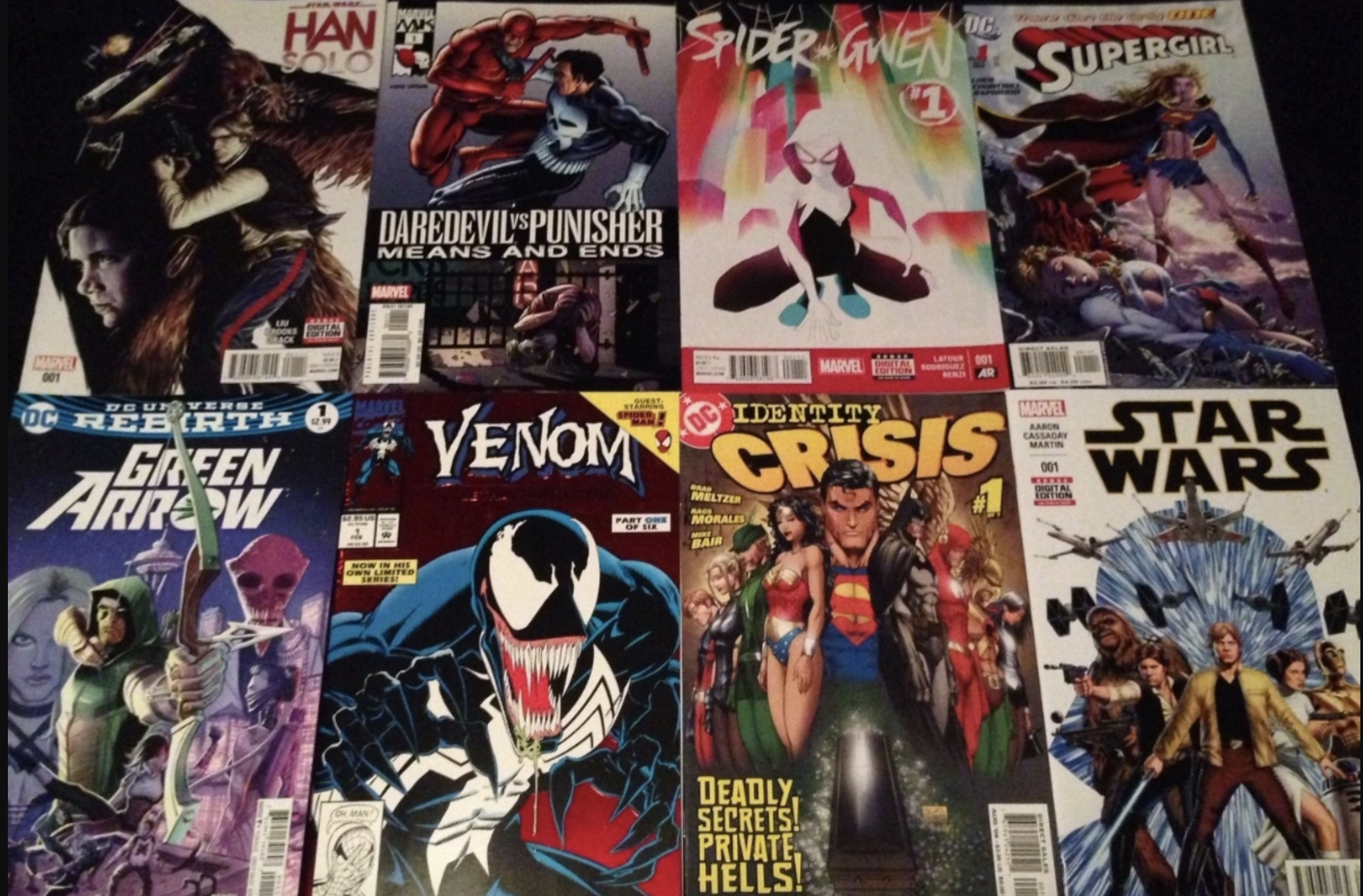eight comic book covers