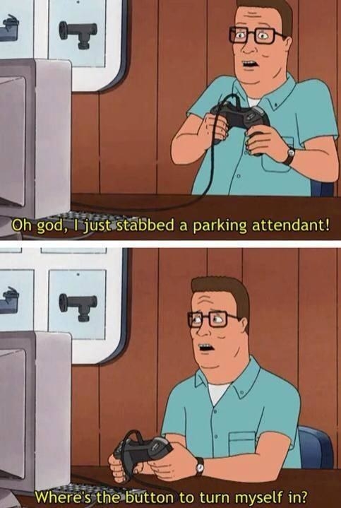 Hank Hill playing video games