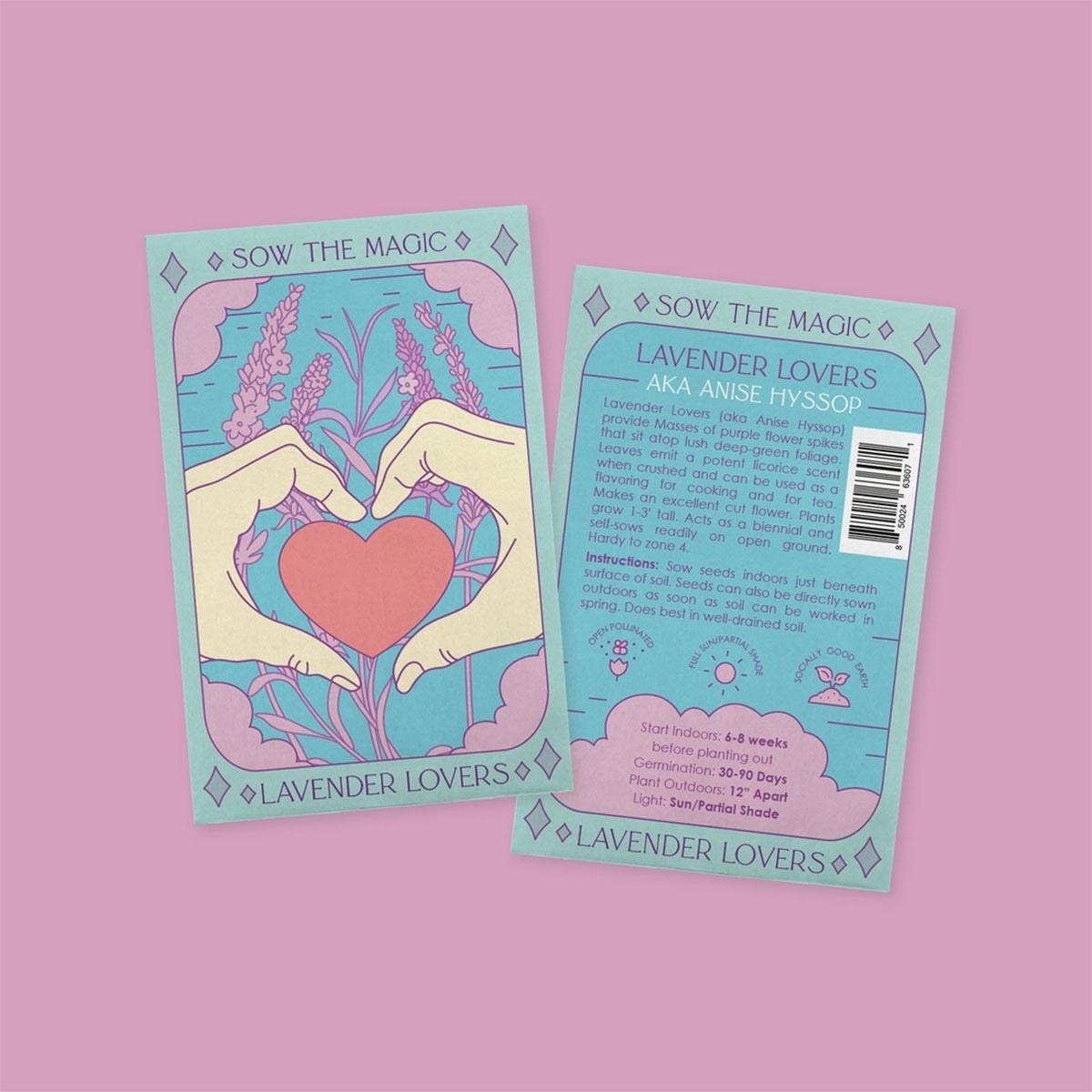 seed packet with two illustrated hands making a heart