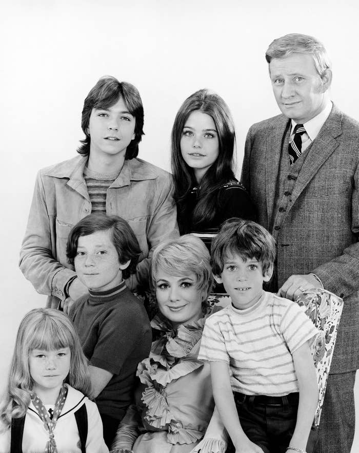 Suzanne Crough, Danny Bonaduce, David Cassidy, Shirley Jones, Susan Dey, Jeremy Gelbwaks, Dave Madden in &quot;The Partridge Family&quot;