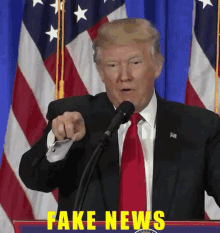 Donald Trump saying, &quot;Fake news&quot;