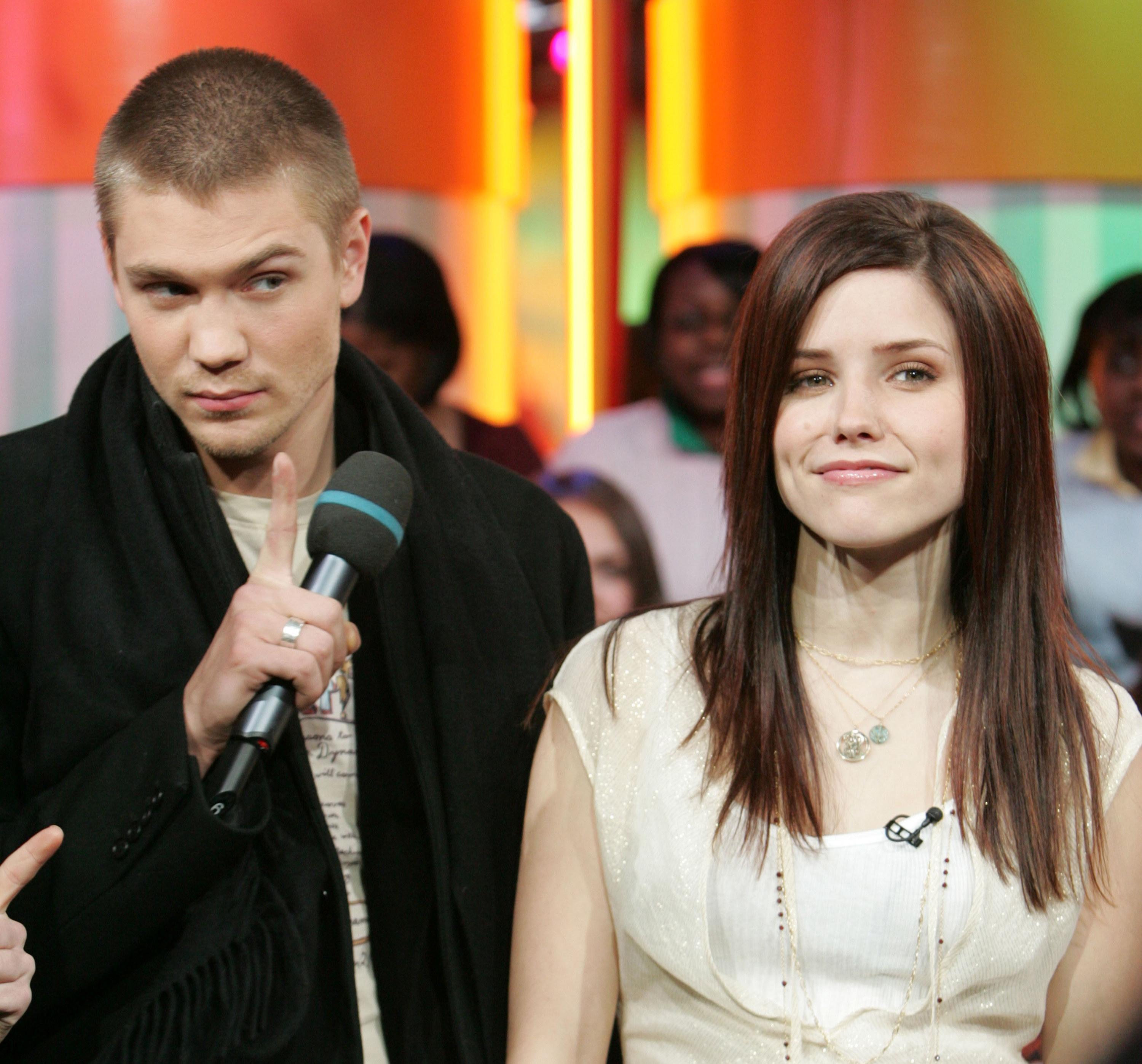Chad Michael Murray and Sophia Bush during The Cast of One Tree Hill Visits MTV&#x27;s TRL