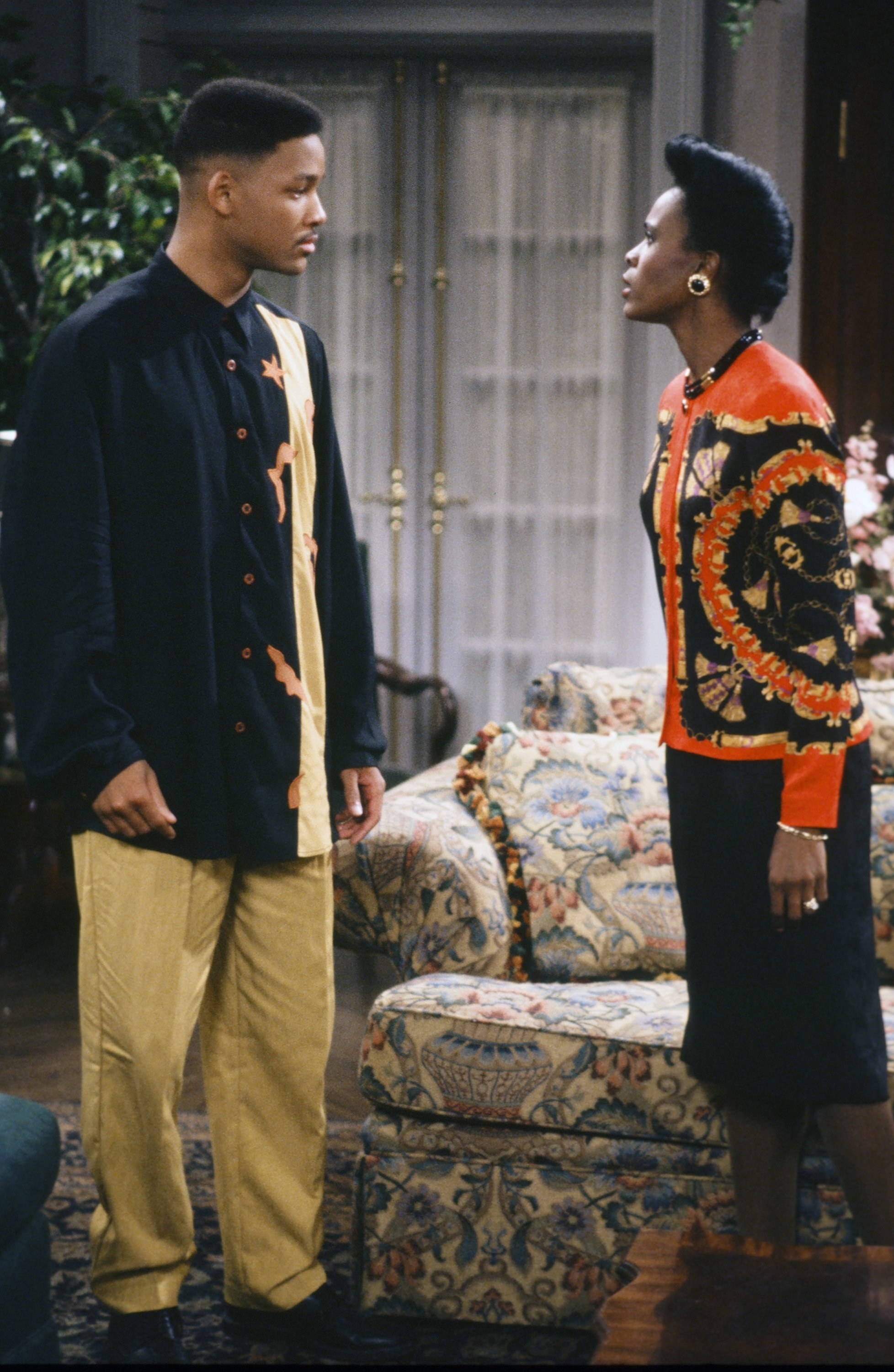 Will Smith and Janet Hubert in scene on &quot;The Fresh Prince Of Bel-Air&quot;