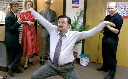 david brent does his famous dance move
