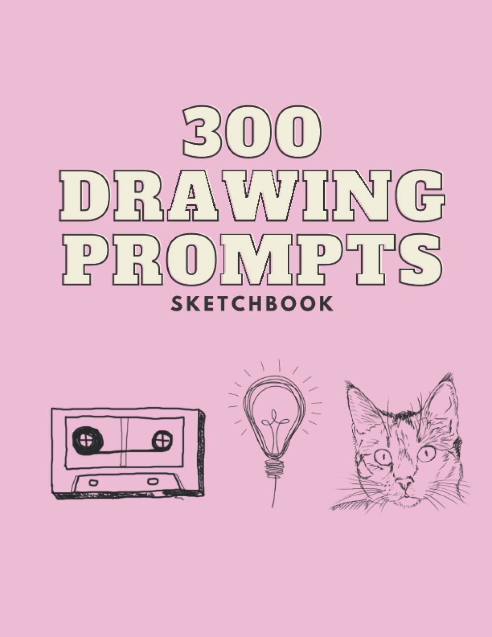 The cover of a sketchbook called 300 drawing prompts sketchbook